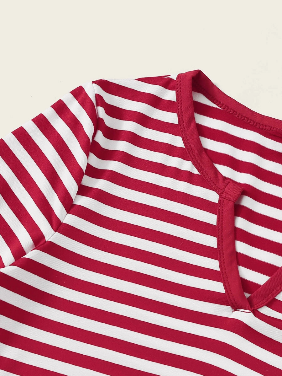 Vestido de rayas de cuello notch - Imagen 4