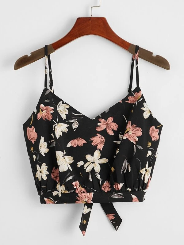 Top Cinta Floral Negro Bohemio