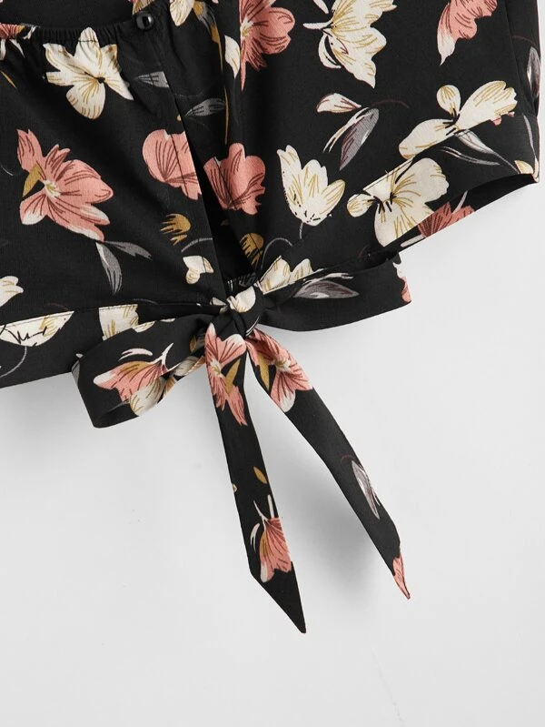 Top Cinta Floral Negro Bohemio - Imagen 4