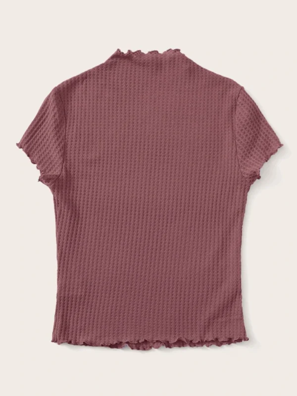 Camiseta con textura ribete en forma de lechuga de cuello alto - Imagen 3