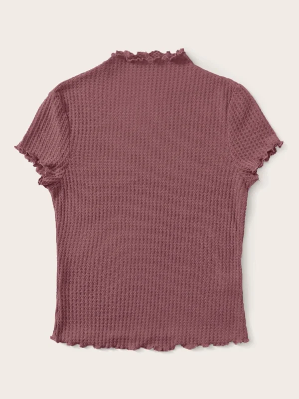 Camiseta con textura ribete en forma de lechuga de cuello alto - Imagen 2