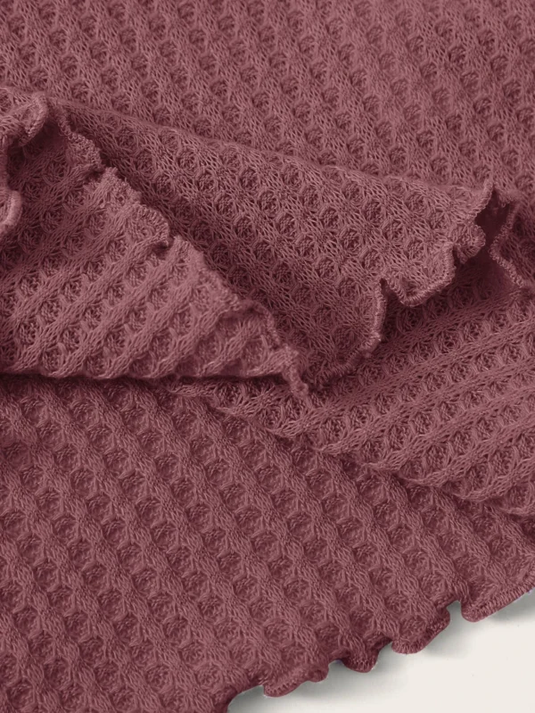 Camiseta con textura ribete en forma de lechuga de cuello alto - Imagen 4