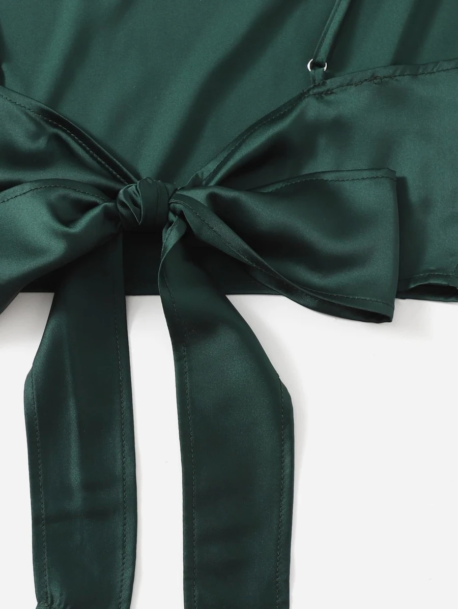 Top de tirantes corto de satén con cordón trasero - Imagen 4