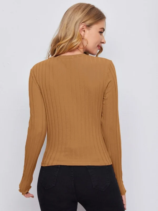 Camiseta tejida de canalé ribete en forma de lechuga - Imagen 3