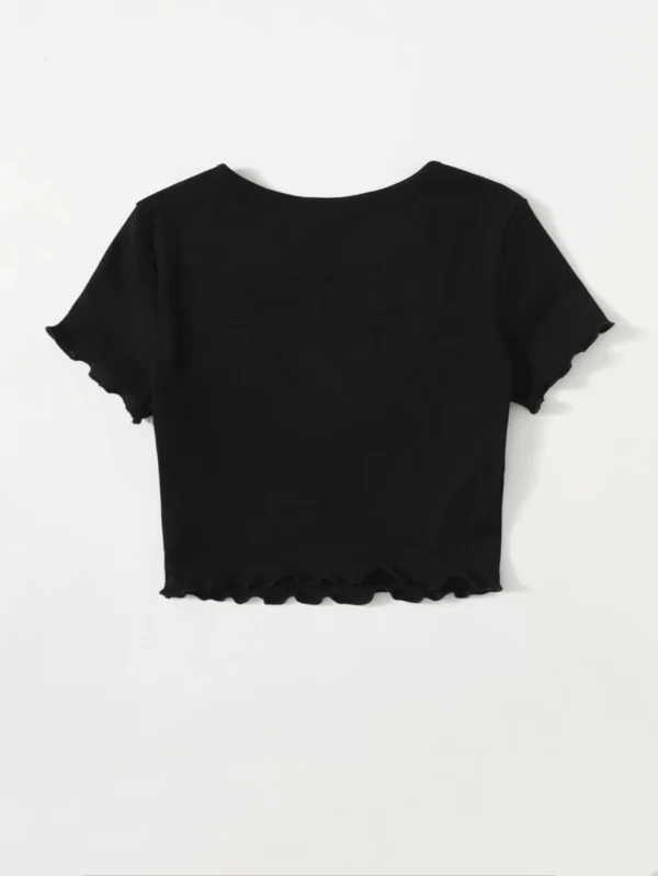 Camiseta ribete en forma de lechuga con bordado de letra - Imagen 2