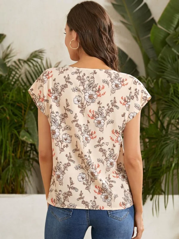 Blusa con estampado floral de manga murciélago - Imagen 2