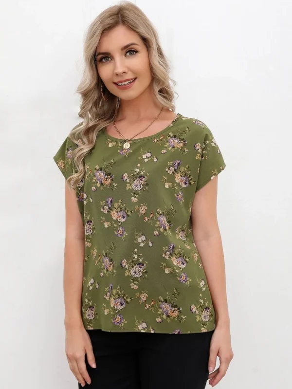 Top de manga murciélago con estampado floral