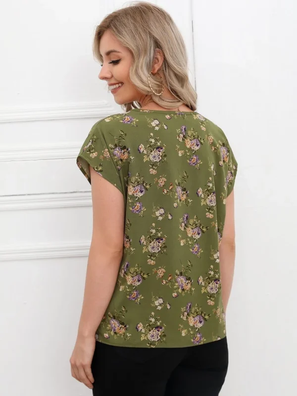Top de manga murciélago con estampado floral - Imagen 2
