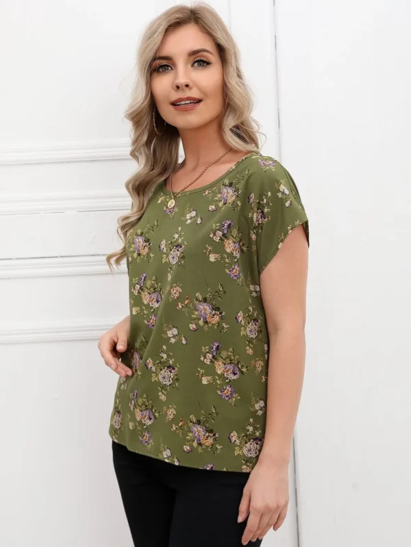 Top de manga murciélago con estampado floral - Imagen 3