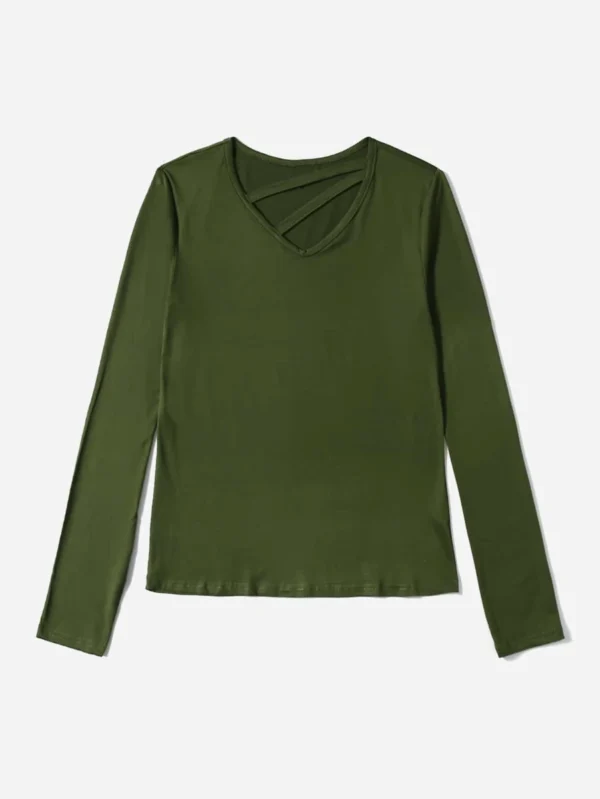 Camiseta unicolor con abertura delantera - Imagen 3