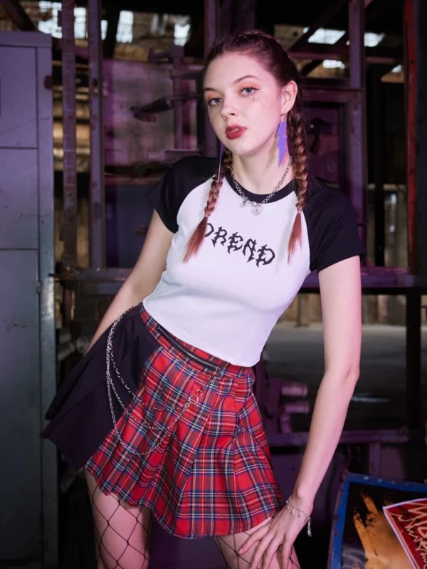 Camiseta con letra de color combinado de canalé - Imagen 3