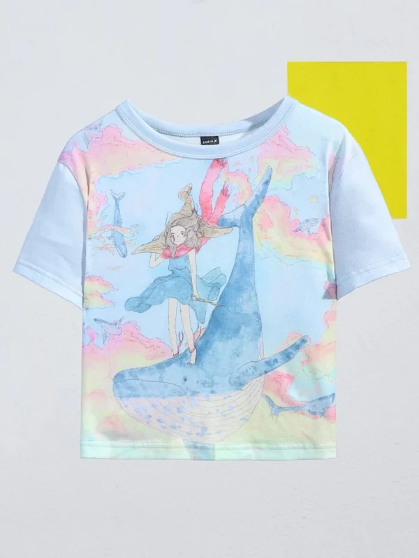Andy Lozano Camiseta ballena con con estampado de figura