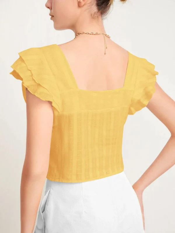 Top de cuello cuadrado de manga mariposa - Imagen 2