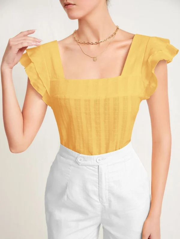 Top de cuello cuadrado de manga mariposa - Imagen 4
