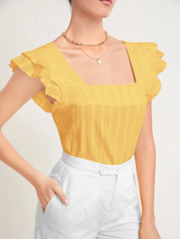 Top de cuello cuadrado de manga mariposa - Imagen 5