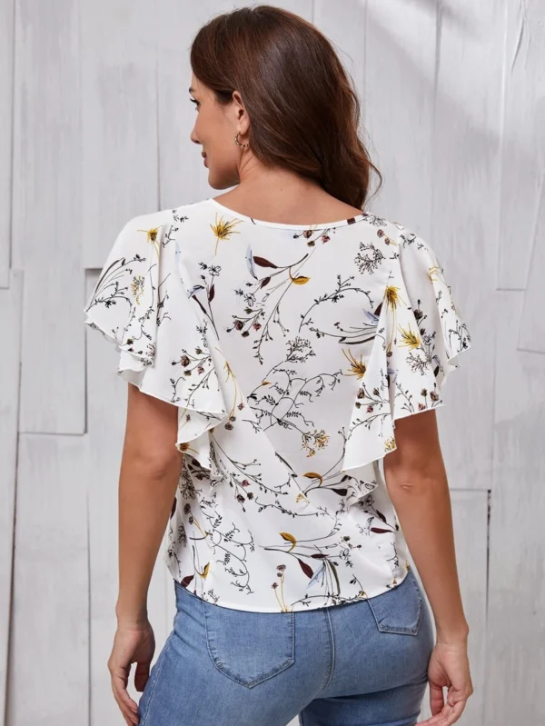Blusa con estampado floral de manga mariposa - Imagen 2