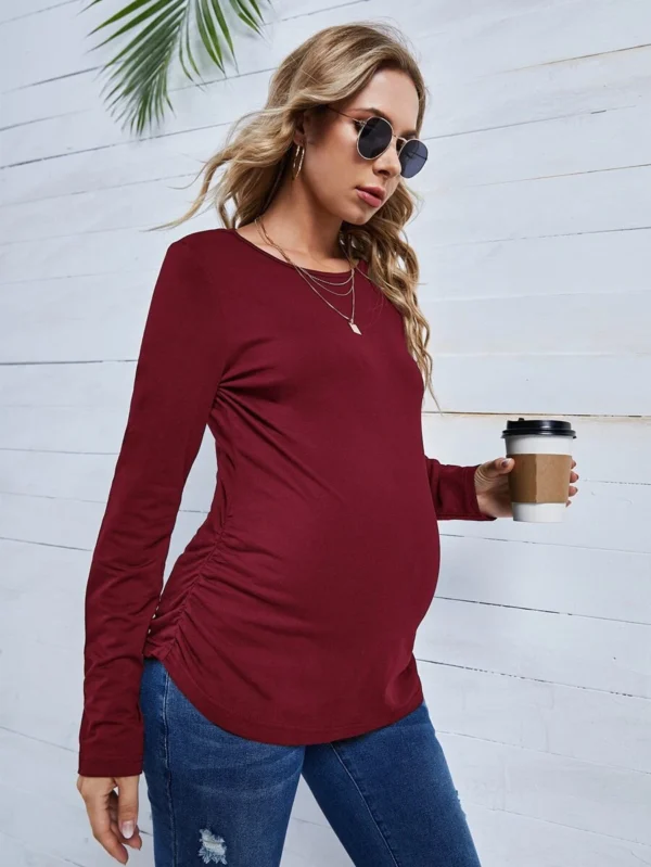 Camiseta Maternidad delgada fruncido