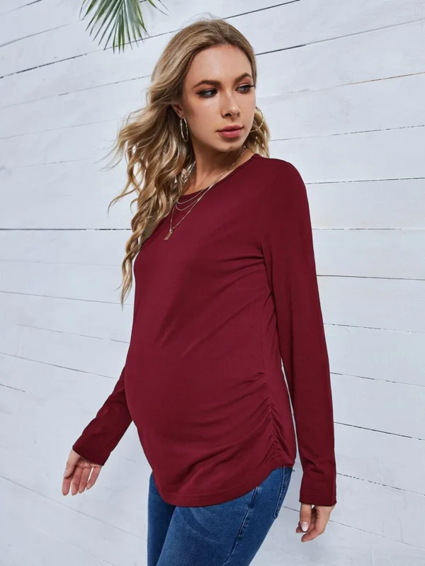 Camiseta Maternidad delgada fruncido - Imagen 4