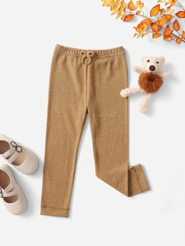 Leggings de cintura con lazo tejido de canalé