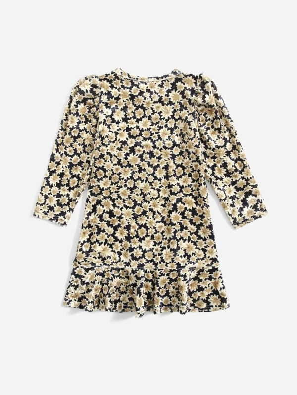 Vestido bajo con fruncido floral de terciopelo - Imagen 2