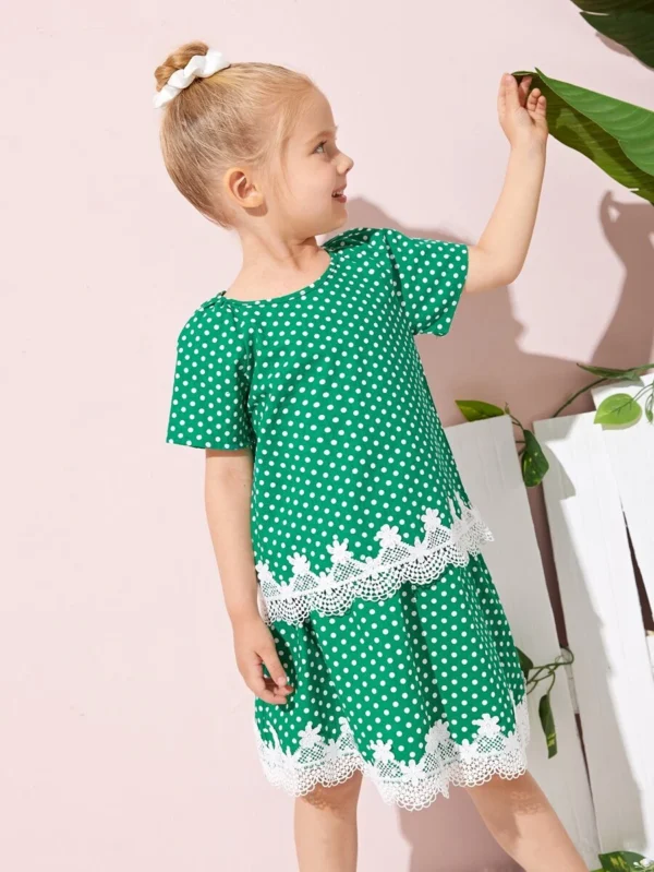 Blusas para niña pequeña Botón Lunares Casual