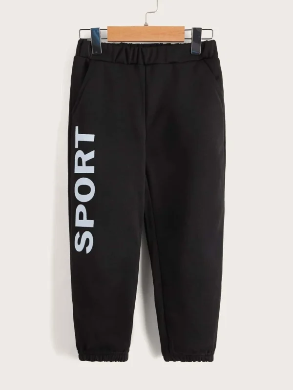 Pantalones deportivos con estampado de letra con bolsillo oblicuo