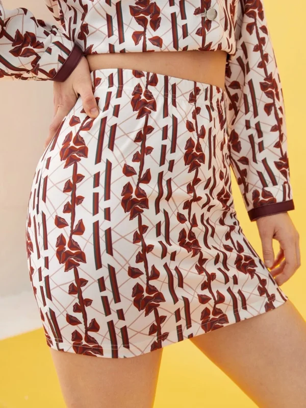 Falda con estampado geométrico floral