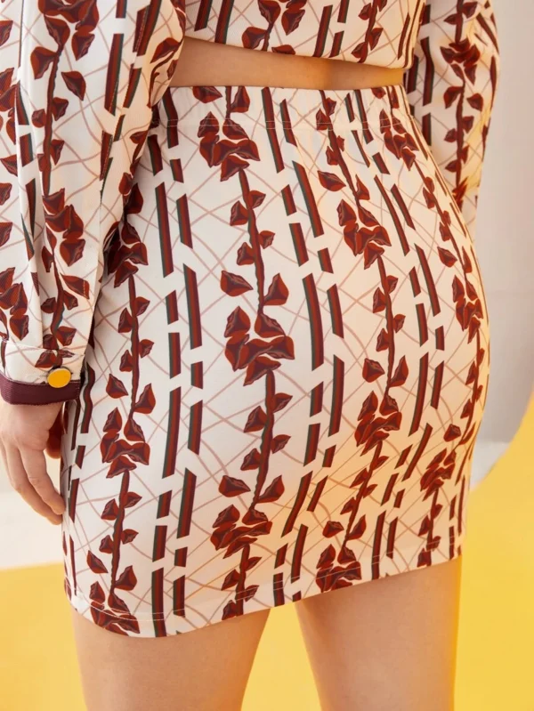 Falda con estampado geométrico floral - Imagen 2