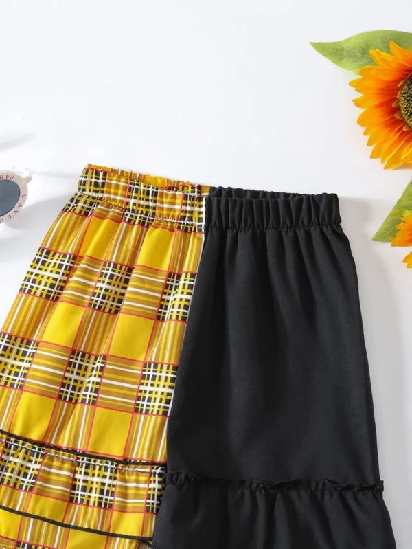 Shorts de cuadros ribete con fruncido - Imagen 4