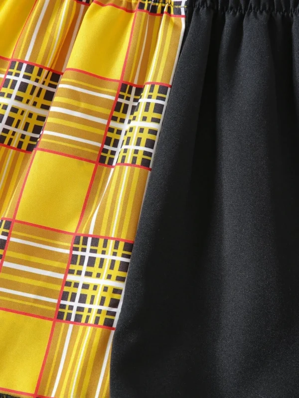 Shorts de cuadros ribete con fruncido - Imagen 5