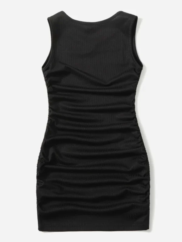 Vestido ajustado unicolor escote V - Imagen 2