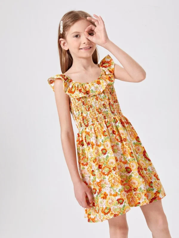 Vestido floral ribete con fruncido - Imagen 3
