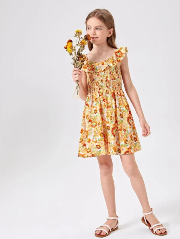 Vestido floral ribete con fruncido - Imagen 4