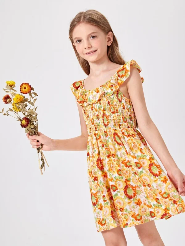 Vestido floral ribete con fruncido - Imagen 5