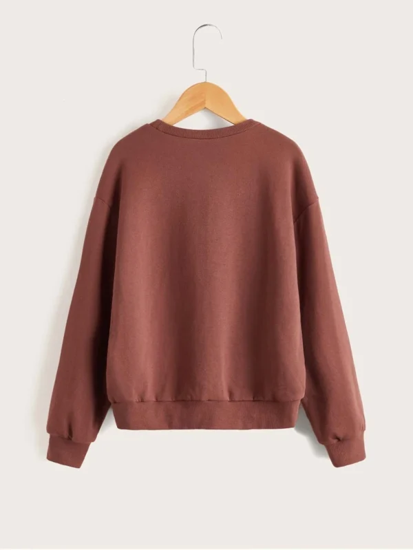 Sudadera con estampado de árbol de coco y letra de hombros caídos - Imagen 4