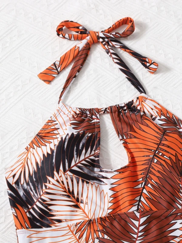 Bañador bikini halter con estampado de planta - Imagen 2