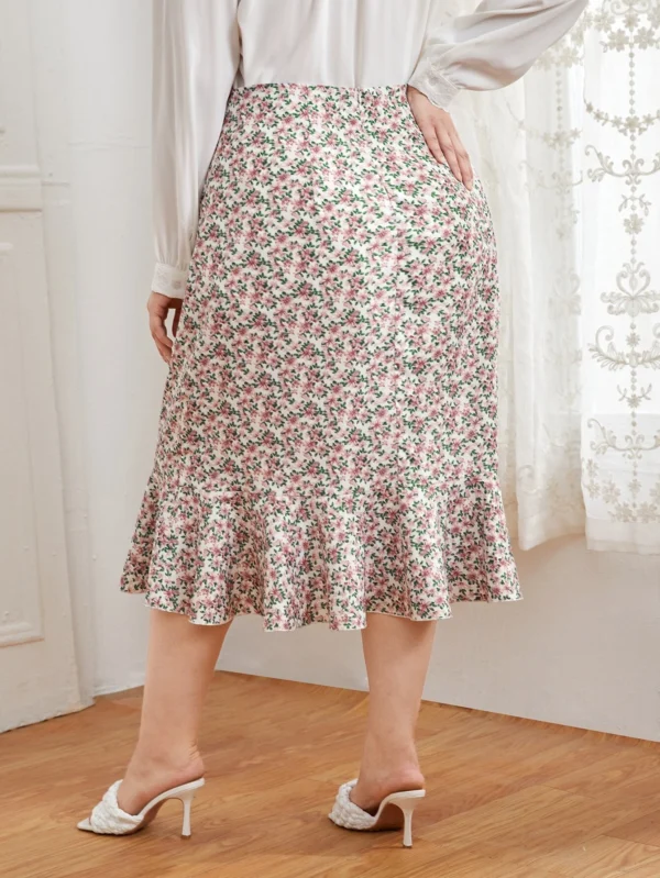 Falda con estampado floral bajo con fruncido - Imagen 5