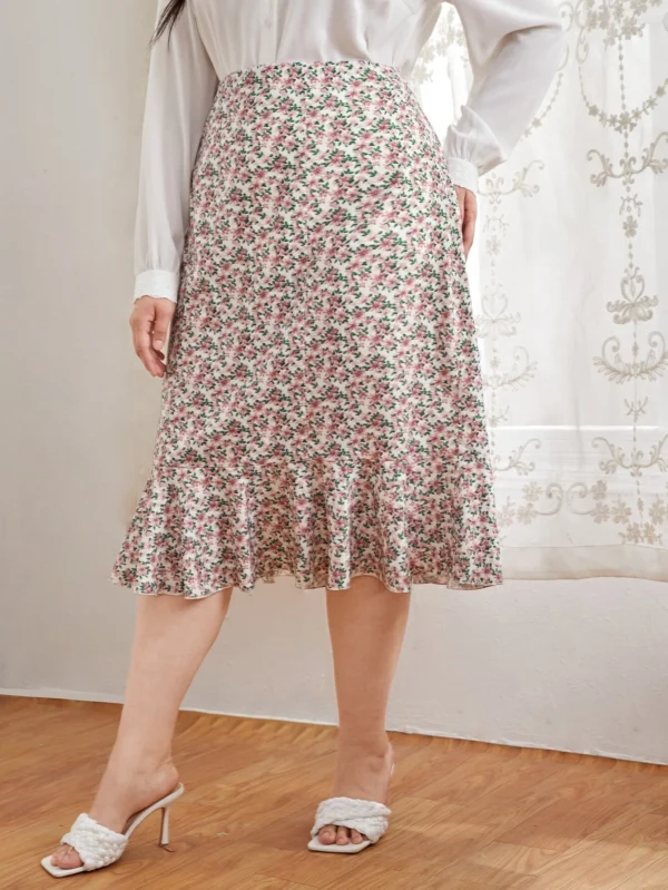 Falda con estampado floral bajo con fruncido - Imagen 3