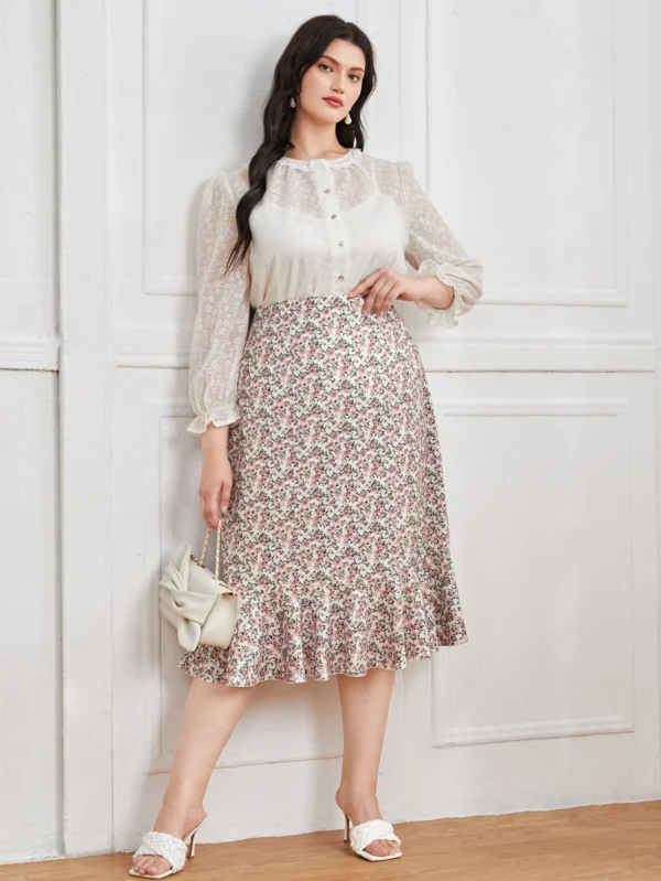 Falda con estampado floral bajo con fruncido - Imagen 2