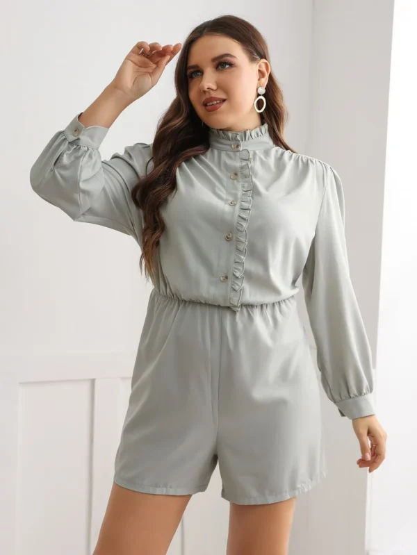 Mono camisero ribete fruncido de manga obispo