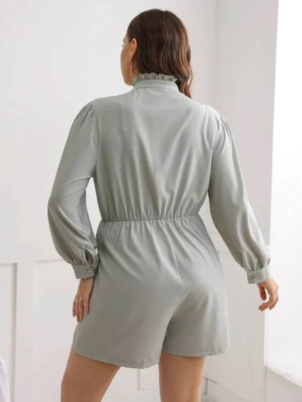 Mono camisero ribete fruncido de manga obispo - Imagen 5