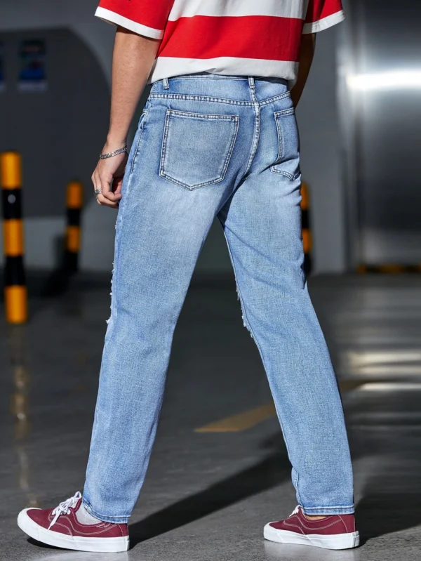Hombres Jeans desgarro de guingán panel - Imagen 5