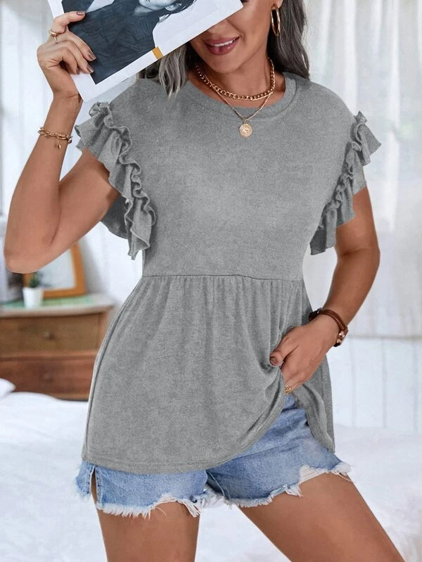 Camiseta ribete fruncido bajo con fruncido - Imagen 4