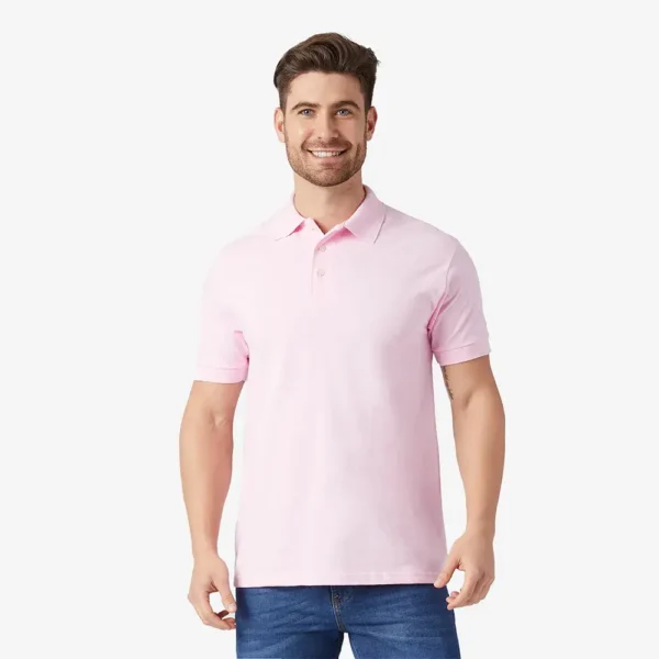 Playera cuello polo manga corta hombre rosa