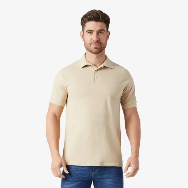 Playera polo café hombre manga corta kaki