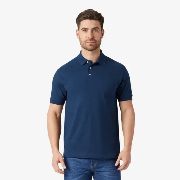 Playera cuello polo manga corta hombre azul marino