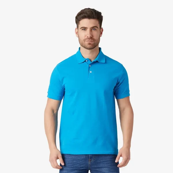 Playera cuello polo manga corta hombre azul turquesa