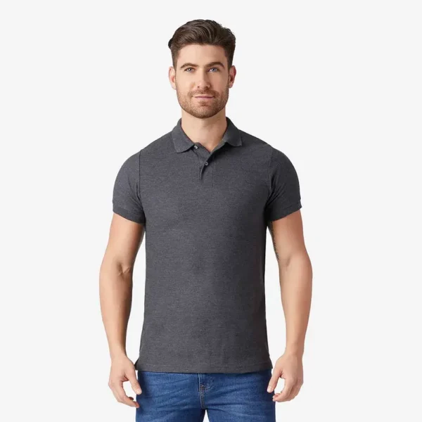 Playera cuello polo manga corta hombre gris oscuro