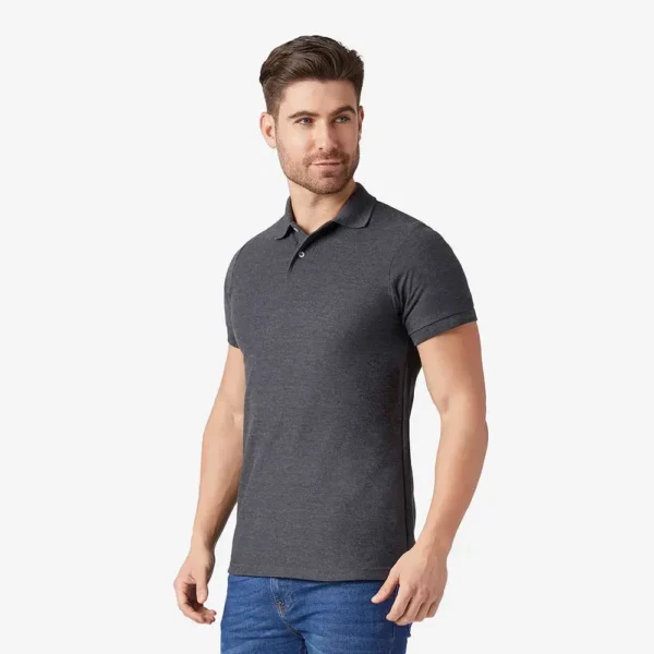 Playera cuello polo manga corta hombre gris oscuro - Imagen 2