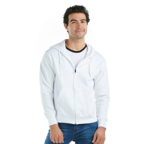 Sudadera Blanca con Capucha y Cierre